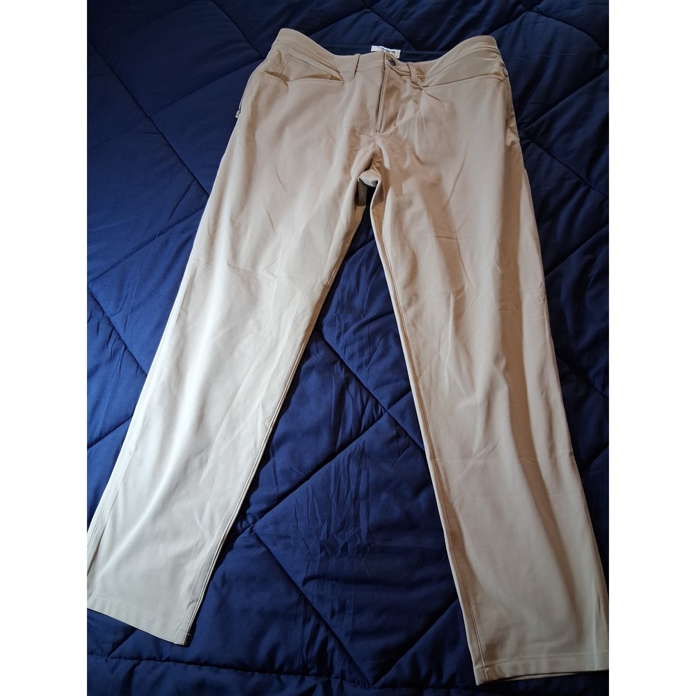 Birddogs Mens Khaki Unlined Pants 34x32 Stretch Performance Trousers Tan